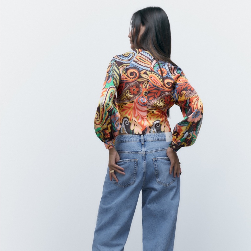 NWT Zara Printed Wrap Top - Picture 7 of 8